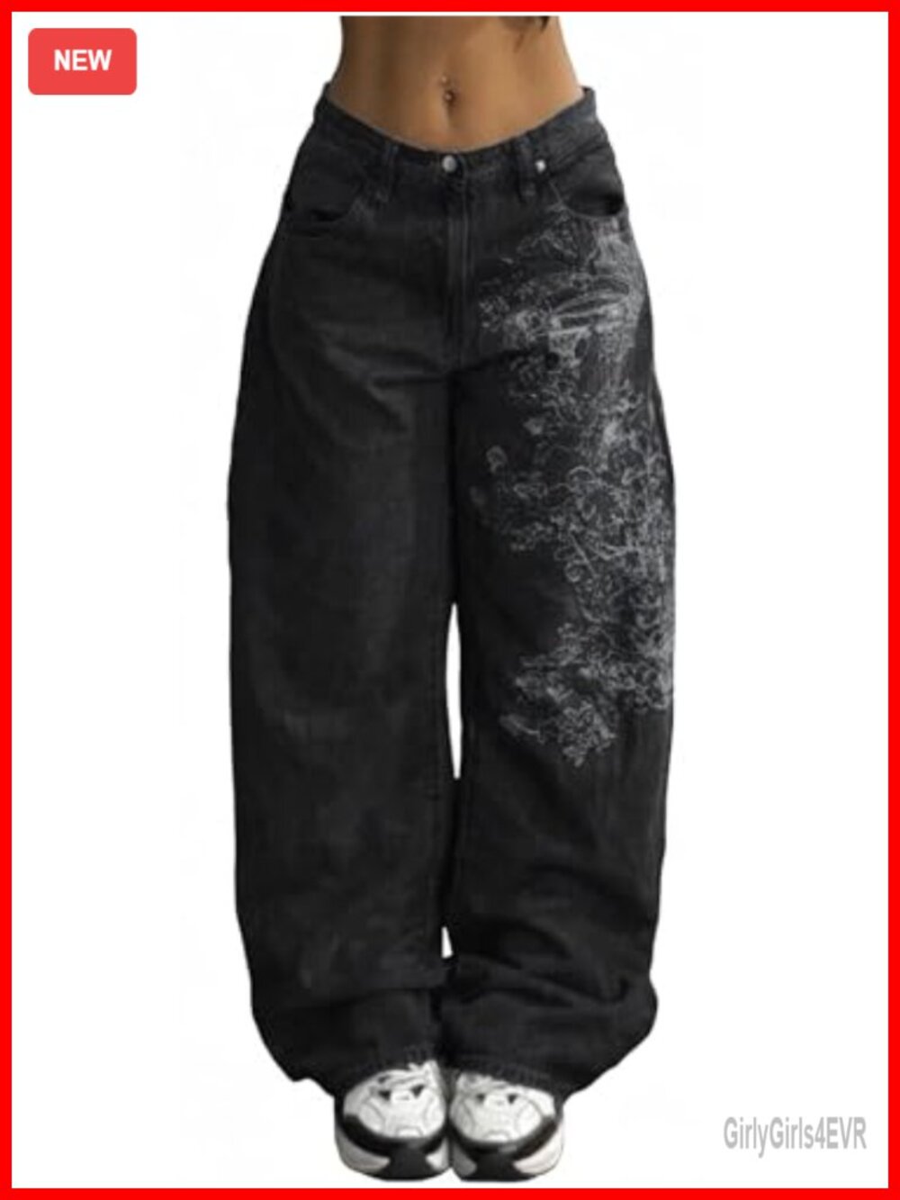 Baggy Mid-Low Waist Barrel Jeans Gothic Denim Streetwear